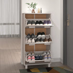 ZNTS Shoe Cabinet HAMAR White 59.5x35x117 cm Solid Wood Pine 340513