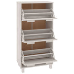 ZNTS Shoe Cabinet HAMAR White 59.5x35x117 cm Solid Wood Pine 340513