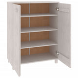 ZNTS Shoe Cabinet HAMAR White 85x40x108 cm Solid Wood Pine 340517