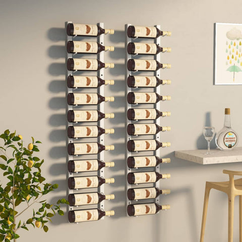 ZNTS Wall Mounted Wine Rack for 12 Bottles 2 pcs White Iron 340881