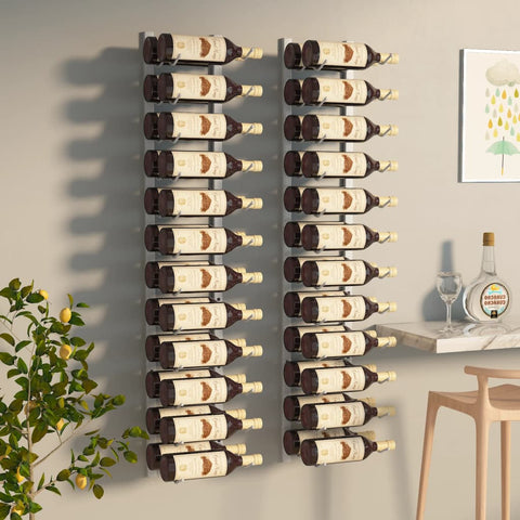 ZNTS Wall Mounted Wine Rack for 24 Bottles 2 pcs White Iron 340885