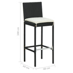 ZNTS 7 Piece Garden Bar Set with Cushions Poly Rattan Black 3095438