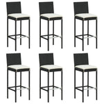 ZNTS 7 Piece Garden Bar Set with Cushions Poly Rattan Black 3095438