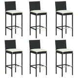 ZNTS 7 Piece Garden Bar Set with Cushions Poly Rattan Black 3095438