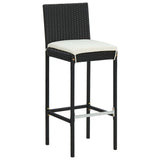 ZNTS 7 Piece Garden Bar Set with Cushions Poly Rattan Black 3095438