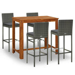 ZNTS 5 Piece Garden Bar Set with Cushions Poly Rattan Grey 3095439
