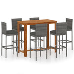 ZNTS 7 Piece Garden Bar Set with Cushions Poly Rattan Grey 3095440