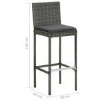 ZNTS 7 Piece Garden Bar Set with Cushions Poly Rattan Grey 3095440