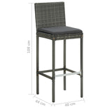 ZNTS 7 Piece Garden Bar Set with Cushions Poly Rattan Grey 3095440
