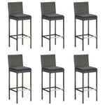 ZNTS 7 Piece Garden Bar Set with Cushions Poly Rattan Grey 3095440