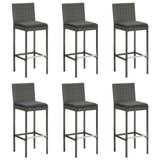ZNTS 7 Piece Garden Bar Set with Cushions Poly Rattan Grey 3095440