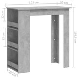 ZNTS Bar Table with Storage Rack Concrete Grey 102x50x103.5 cm 809471