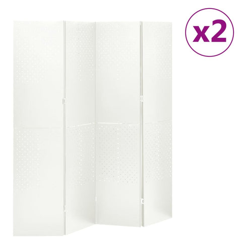 ZNTS 4-Panel Room Dividers 2 pcs White 160x180 cm Steel 3095194