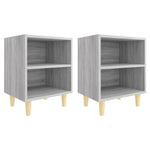 ZNTS Bed Cabinets with Solid Wood Legs 2 pcs Grey Sonoma 40x30x50 cm 813101