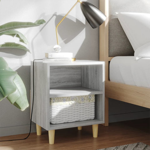 ZNTS Bed Cabinets with Solid Wood Legs 2 pcs Grey Sonoma 40x30x50 cm 813101