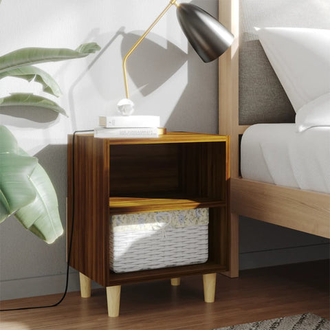 ZNTS Bed Cabinets with Solid Wood Legs 2 pcs Brown Oak 40x30x50 cm 813103