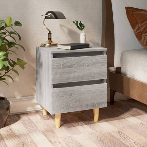 ZNTS Bed Cabinet with Solid Wood Legs Grey Sonoma 40x35x50 cm 813124