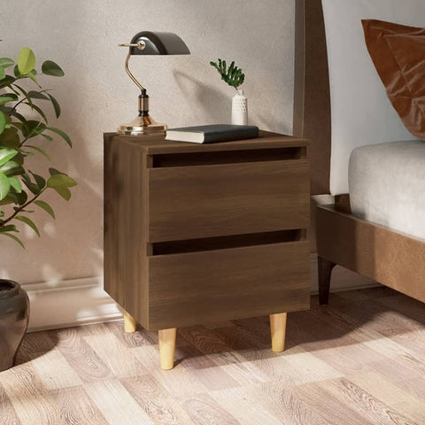 ZNTS Bed Cabinet with Solid Wood Legs Brown Oak 40x35x50 cm 813126