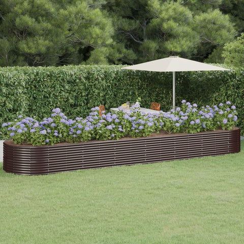 ZNTS Garden Raised Bed Powder-coated Steel 584x140x68 cm Brown 319120