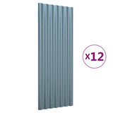 ZNTS Roof Panels 12 pcs Powder-coated Steel Grey 100x36 cm 319143