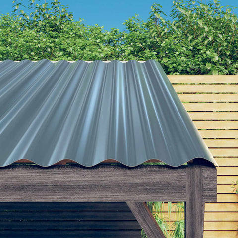 ZNTS Roof Panels 12 pcs Powder-coated Steel Grey 100x36 cm 319143