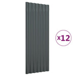 ZNTS Roof Panels 12 pcs Powder-coated Steel Anthracite 100x36 cm 319145