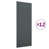 ZNTS Roof Panels 12 pcs Powder-coated Steel Anthracite 100x36 cm 319145
