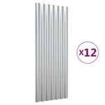 ZNTS Roof Panels 12 pcs Powder-coated Steel Silver 100x36 cm 319146