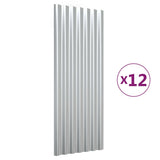 ZNTS Roof Panels 12 pcs Powder-coated Steel Silver 100x36 cm 319146