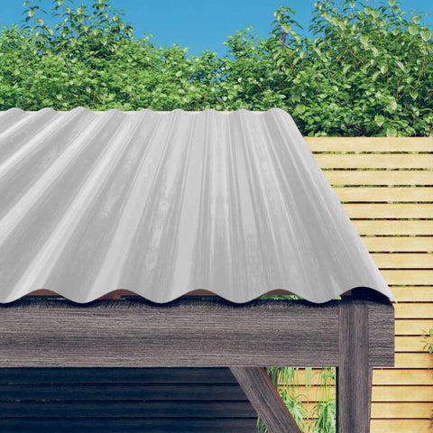 ZNTS Roof Panels 12 pcs Powder-coated Steel Silver 100x36 cm 319146