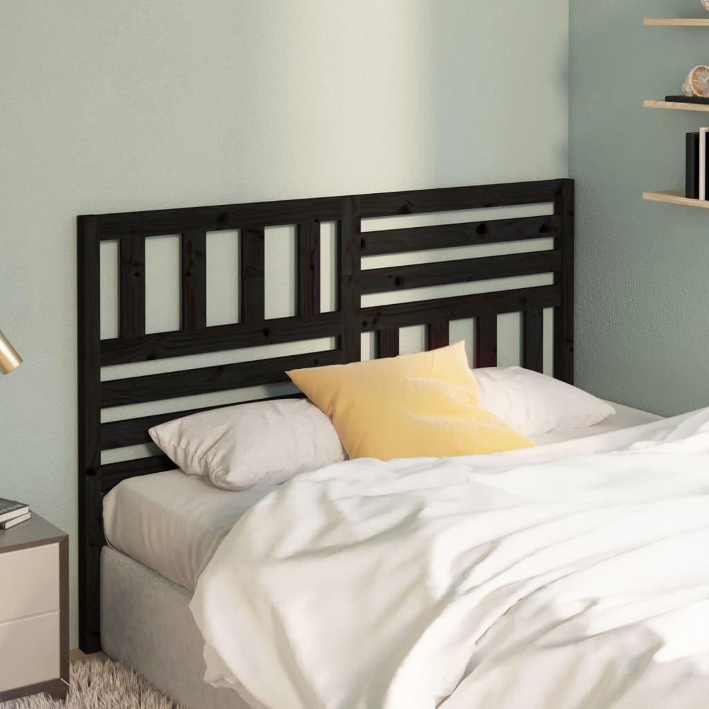 ZNTS Bed Headboard Black 166x4x100 cm Solid Wood Pine 814158