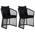 ZNTS 3 Piece Garden Dining Set with Cushions Black 3099185