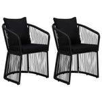 ZNTS 3 Piece Garden Dining Set with Cushions Black 3099185