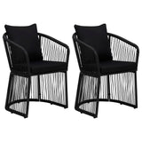 ZNTS 3 Piece Garden Dining Set with Cushions Black 3099185