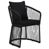 ZNTS 3 Piece Garden Dining Set with Cushions Black 3099185