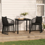 ZNTS 3 Piece Garden Dining Set with Cushions Black 3099185