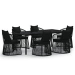 ZNTS 7 Piece Garden Dining Set with Cushions Black 3099189