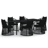 ZNTS 7 Piece Garden Dining Set with Cushions Black 3099189