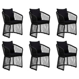 ZNTS 7 Piece Garden Dining Set with Cushions Black 3099189