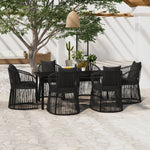 ZNTS 7 Piece Garden Dining Set with Cushions Black 3099189