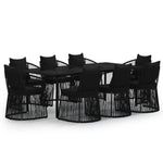 ZNTS 9 Piece Garden Dining Set with Cushions Black 3099190