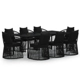 ZNTS 9 Piece Garden Dining Set with Cushions Black 3099190