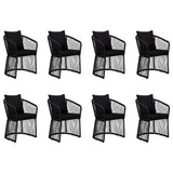 ZNTS 9 Piece Garden Dining Set with Cushions Black 3099190