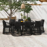 ZNTS 9 Piece Garden Dining Set with Cushions Black 3099190