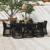 ZNTS 9 Piece Garden Dining Set with Cushions Black 3099190