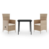 ZNTS 3 Piece Garden Dining Set with Cushions Beige 3099455