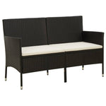 ZNTS 3-Seater Garden Sofa with Cushion Black Poly Rattan 318492