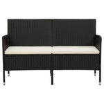 ZNTS 3-Seater Garden Sofa with Cushion Black Poly Rattan 318492