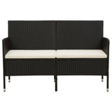 ZNTS 3-Seater Garden Sofa with Cushion Black Poly Rattan 318492