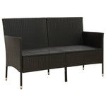 ZNTS 3-Seater Garden Sofa with Cushion Black Poly Rattan 318492